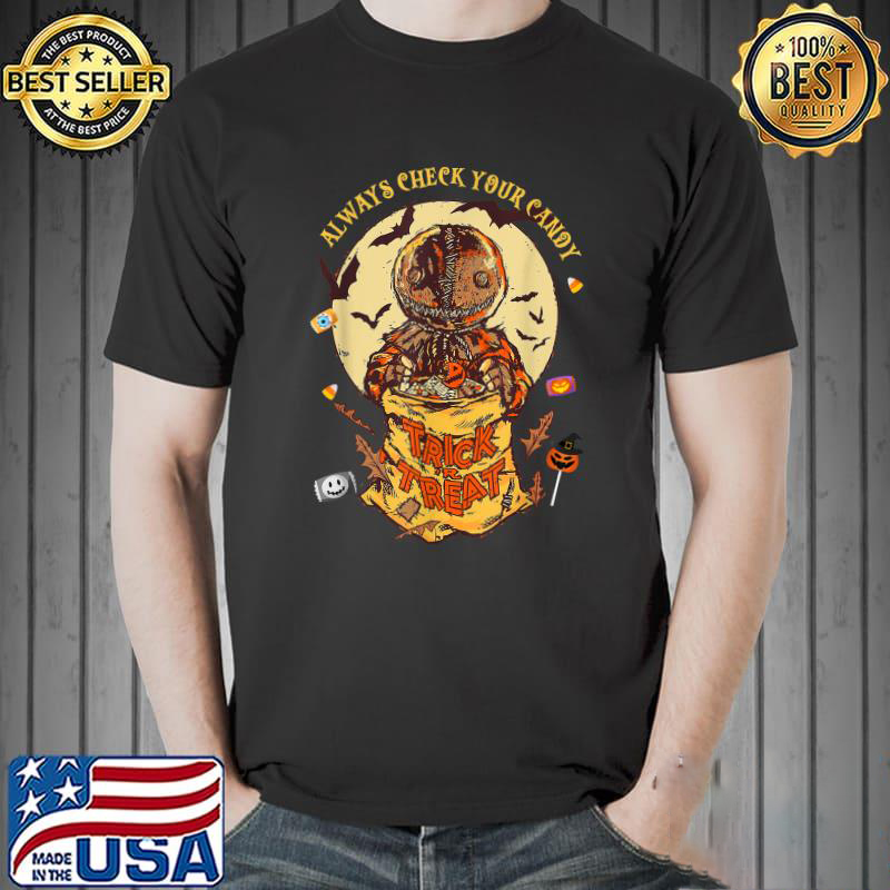 Always Check Your Candy Trick Or Treat Pumpkin Scary Moon Bats Halloween JACK Shirt
