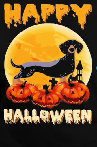 Ladies Dachshund Happy Halloween Pumpkin Moon shirt-shirt