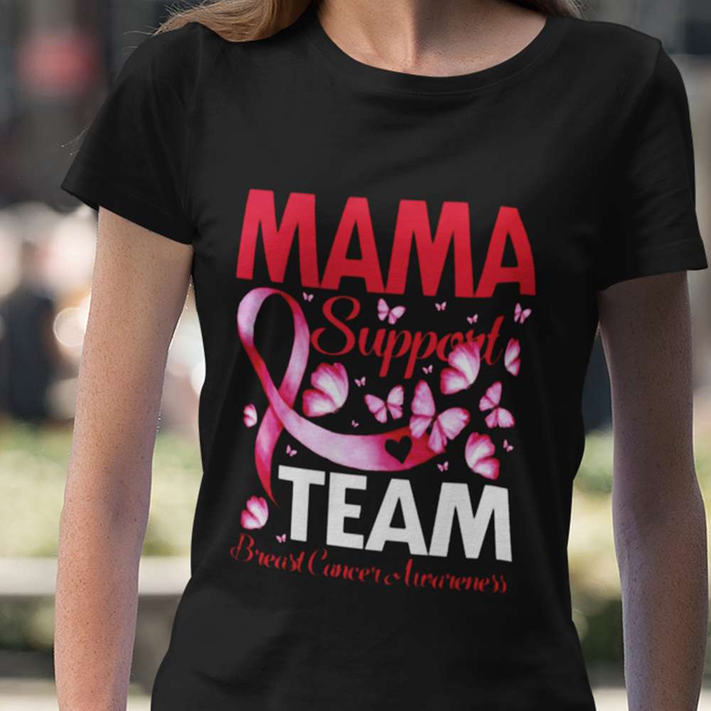 Mama suppout Team Breast Cancer Messed Messed Pink Bow shitr