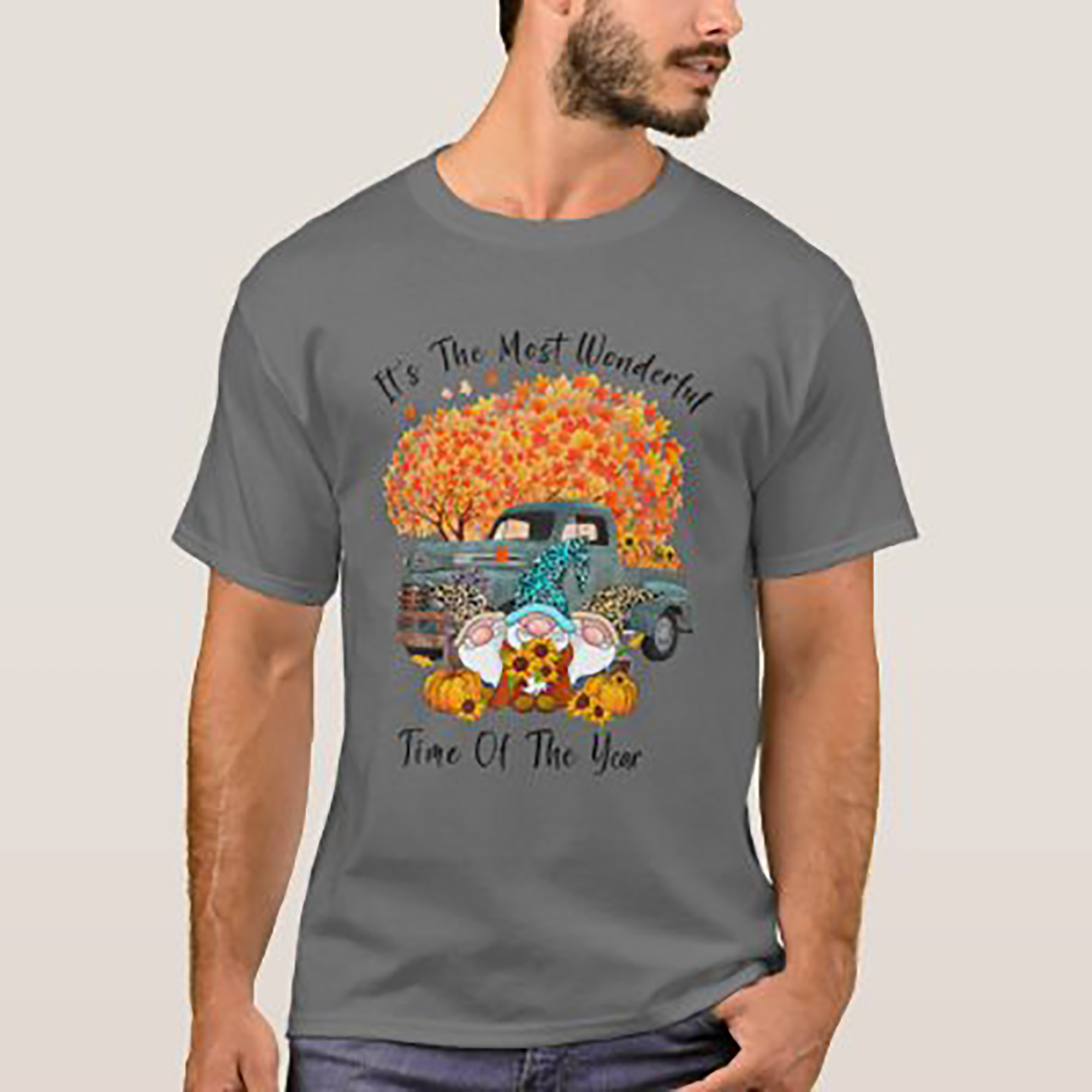 Funny gnomes pumpkin truck autumn fall happy thank's shirt