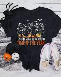 It's The Most Wonderful Time Of The Year Skeleton Pumpkin Halloween Party Shirt