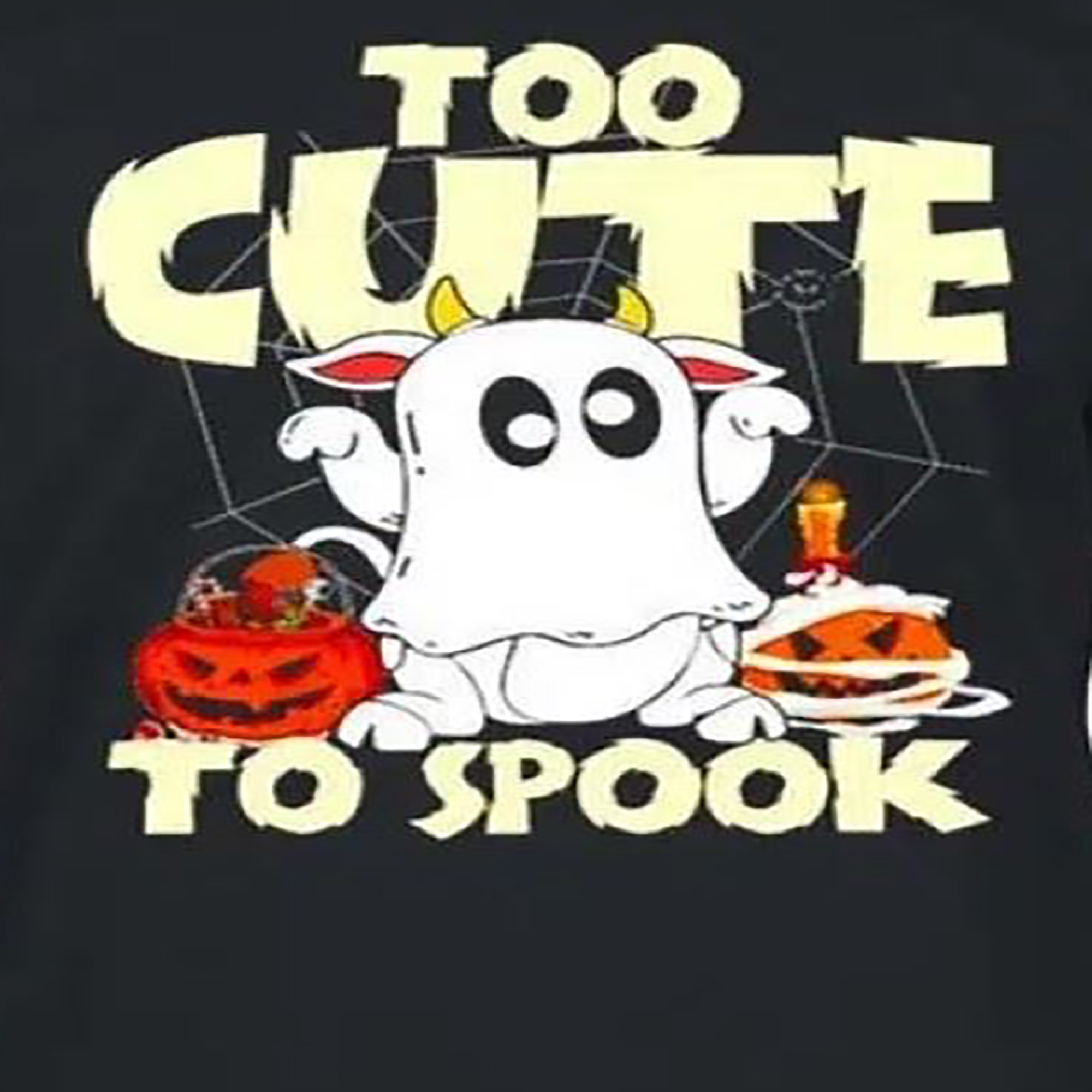Too Cute To Spook Halloween Cow Ghost Pumpkin shirt
