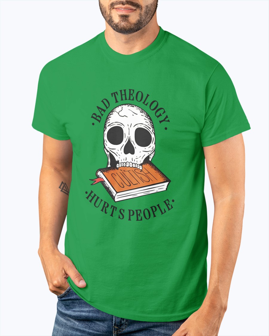 Bad Theology Hurts People Skullcap Book shirt