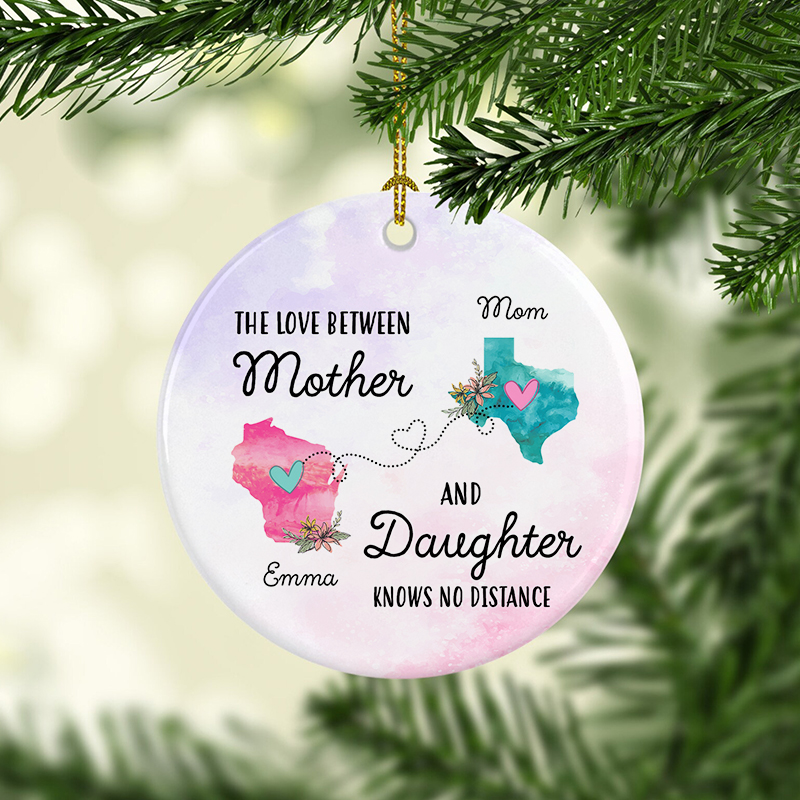 Personalized Mother Daughter Ornament Custom Name Love Knows No Distance 3 Personalized Mother Daughter Ornament Custom Name Love Knows No Distance