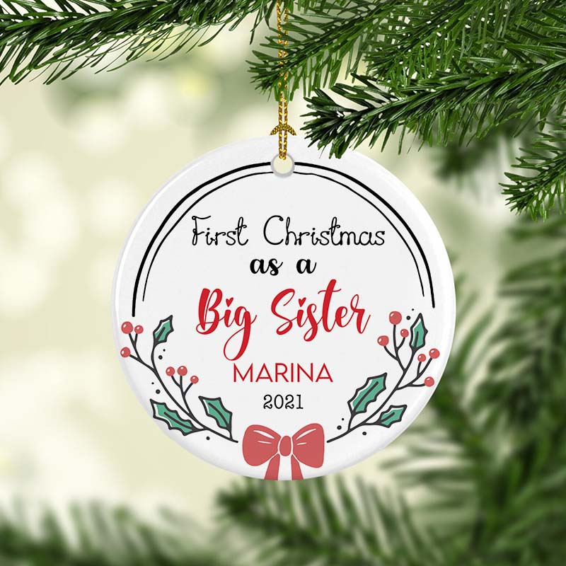 Personalized Sister Ornament Custom Name First Christmas Ornament