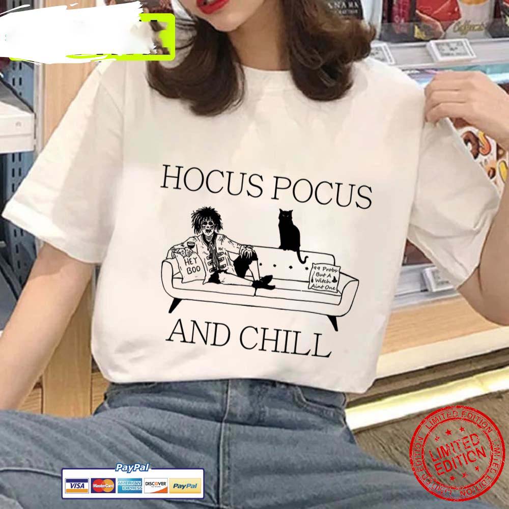 Halloween hocus pocus and chill  Jack and black shirt