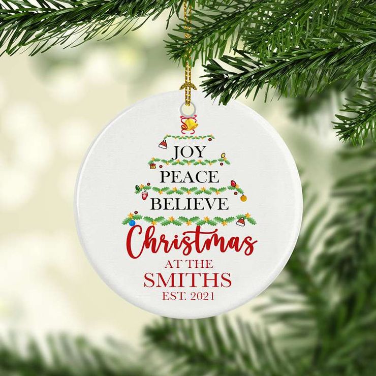 Joy Peace Believe Christmas Tree Ornament Ornament Custom Name . 3 Joy Peace Believe Christmas Tree Ornament Ornament Custom Name .