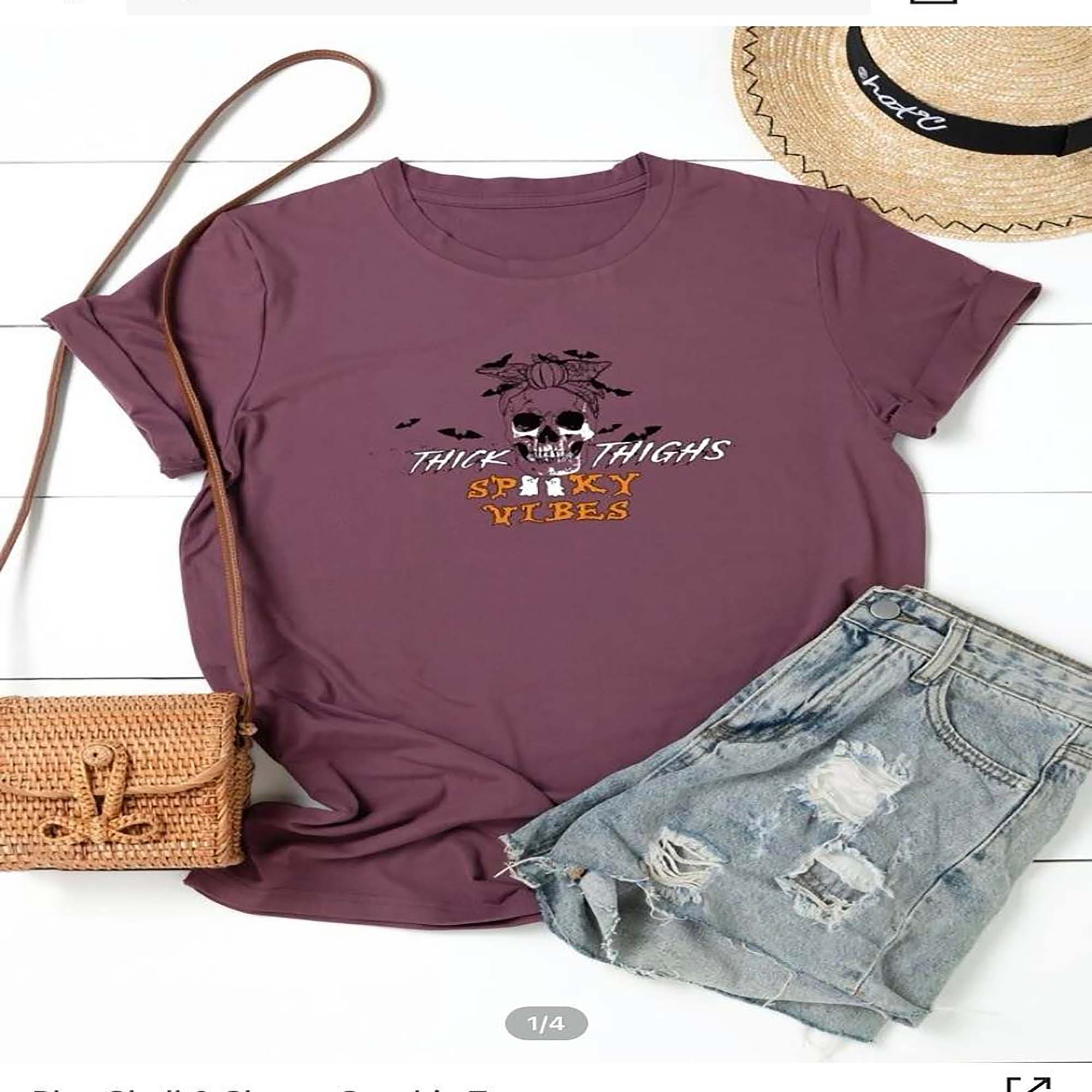 Thick Thighs Spiixy Vibes Skull With Bow Halloween shirt