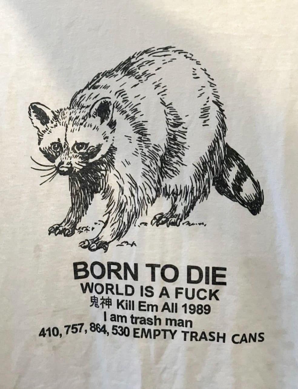 Born To Die World Is A Fuck Kill Em All 1989 I Am Trash Man shirt