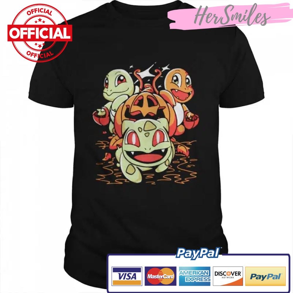 Halloween Pokemon Squirtle Hitokage Fushigidane Pumpkin SHIRT