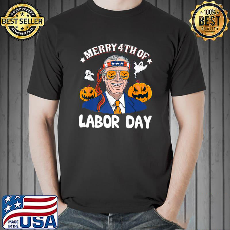 Merry 4th of labor day Joe Biden pumpkin ghost 4th of July Halloween FBD shirt