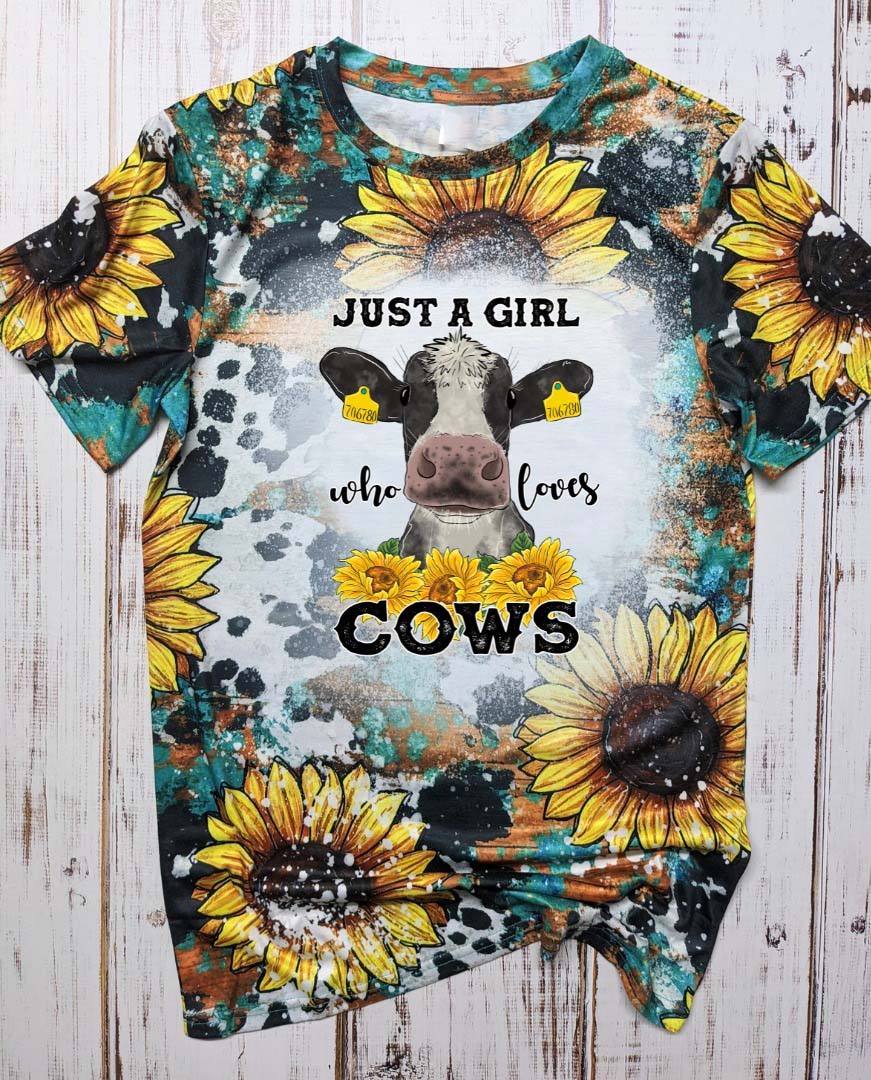 Just A Girl Who Loves Cows Sunflower shirt