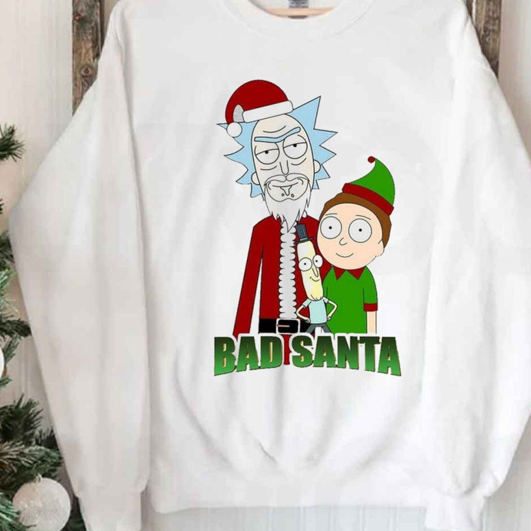 Bad Santa Rick And Morty Cartoon Christmas shirt