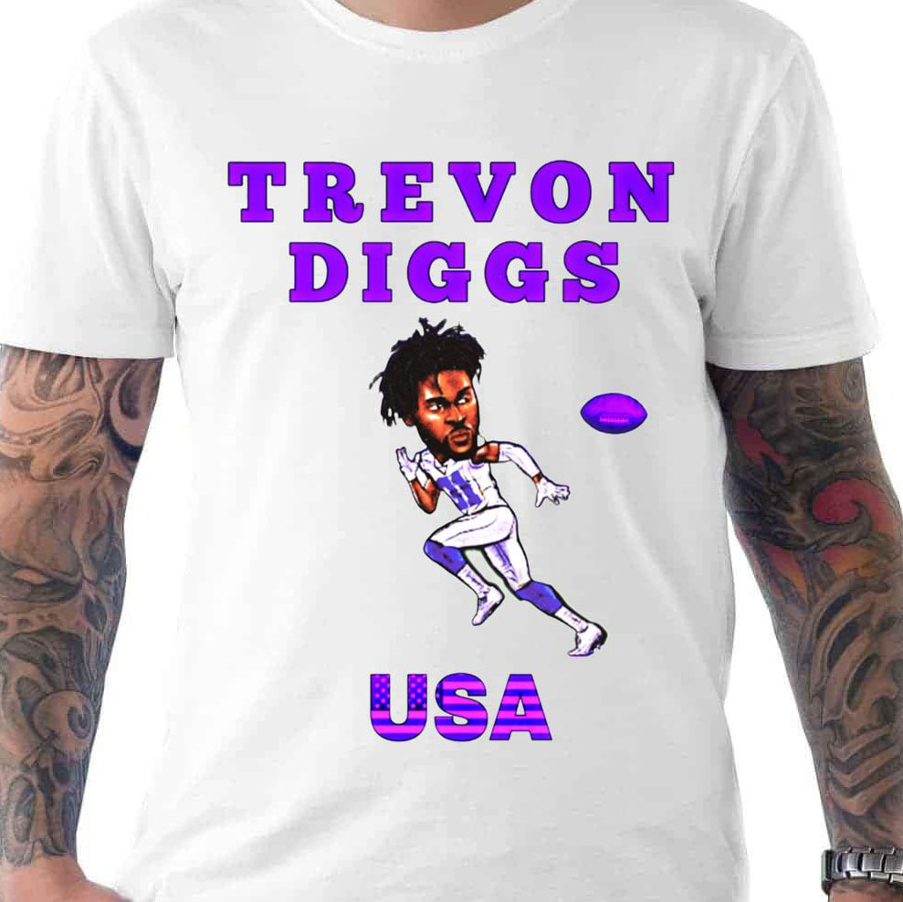 Cartoon Portrait Football Trevon Diggs USA shirt
