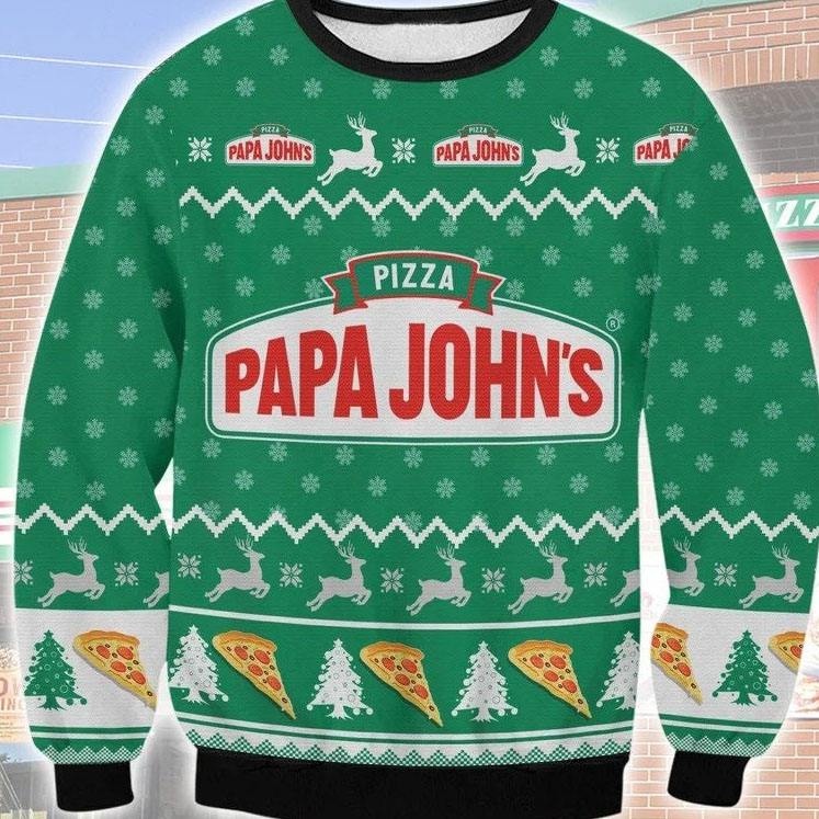 Christmas Pizza Papa John Ugly Christmas shirt