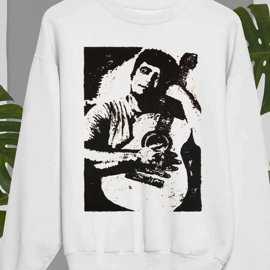 Black And White Art Daniel Johnston With Guitar shirt