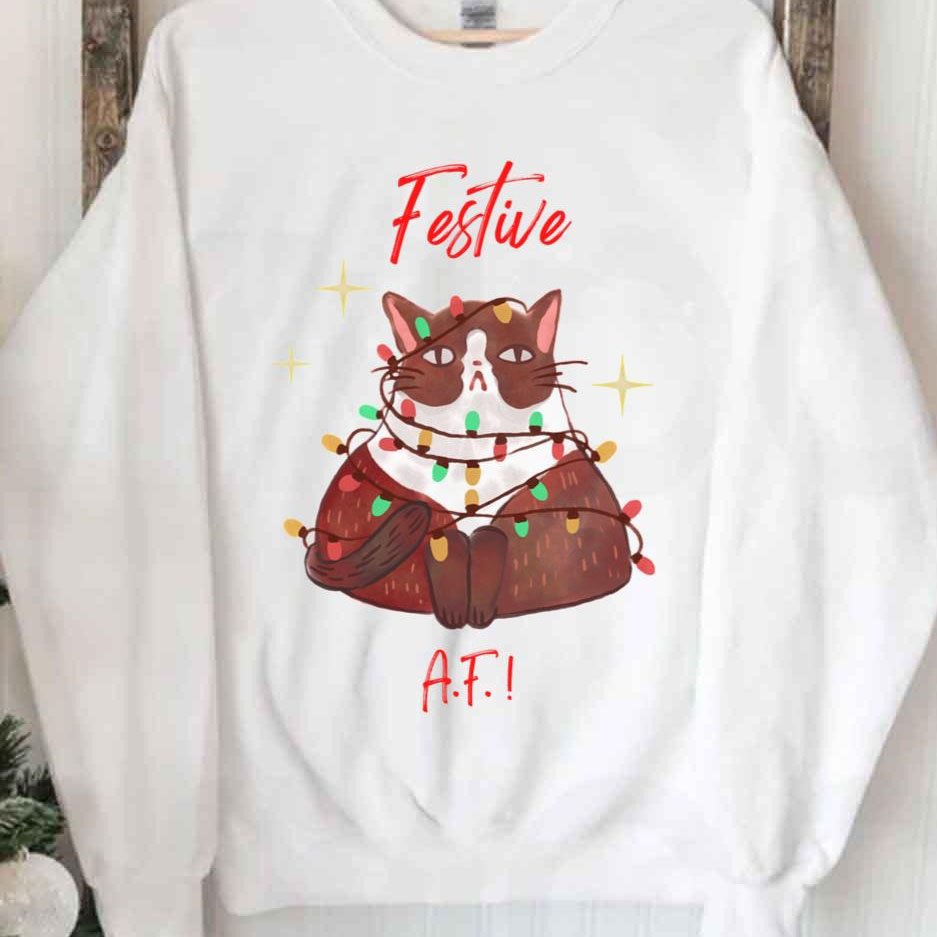 Festive Af Kitty Cat Merry Christmas shirt