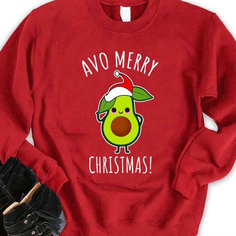 Avo Merry Christmas Cute Avocado Wearing Santa Hat shirt