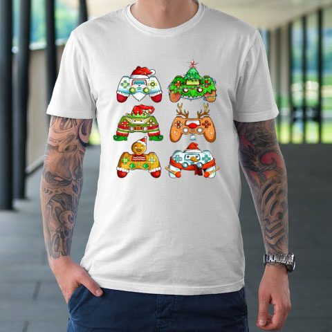 Christmas Santa Elf Gaming Controllers Snowman shirt