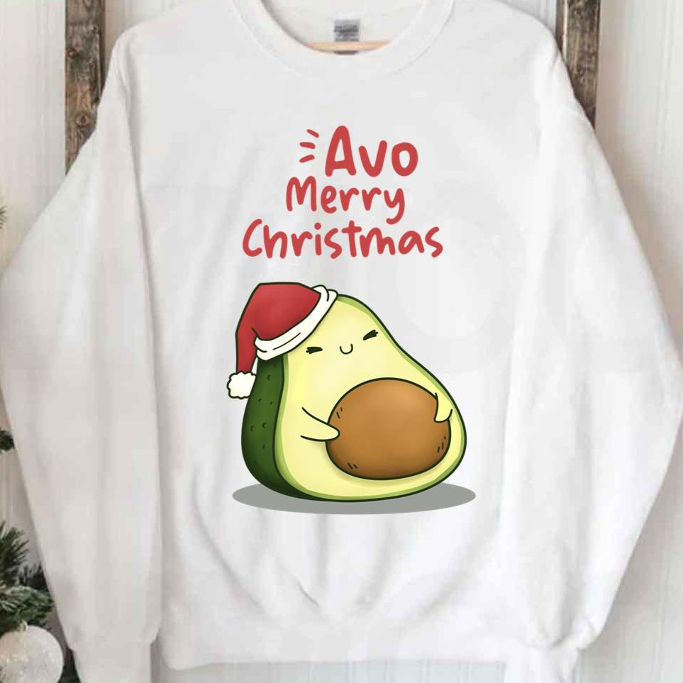 Cute Avo Merry Christmas Avocado In Santa Hat shirt