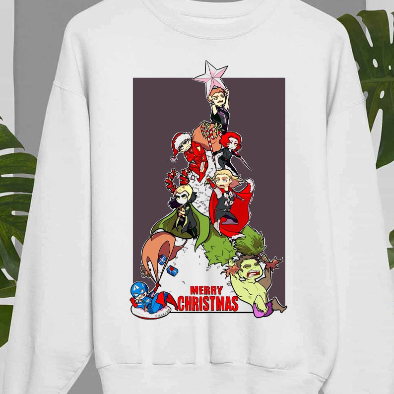 Animated Design Christmas Marvel Characters The Avengers shirt