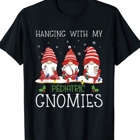 Hanging with my Nurse Christmas Gnome Cool Pediatric Nurse Christmas Lights shirt
