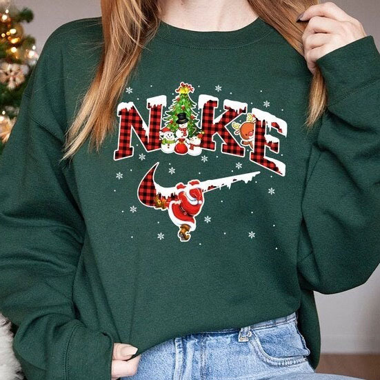 Christmas Buffalo Plaid Nike Santa shirt