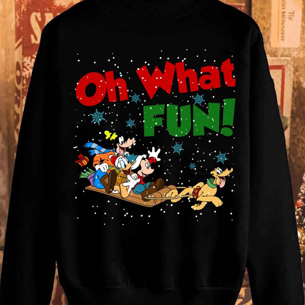 Christmas Oh What Fun Holiday Mickey And Donald Under Snow shirt