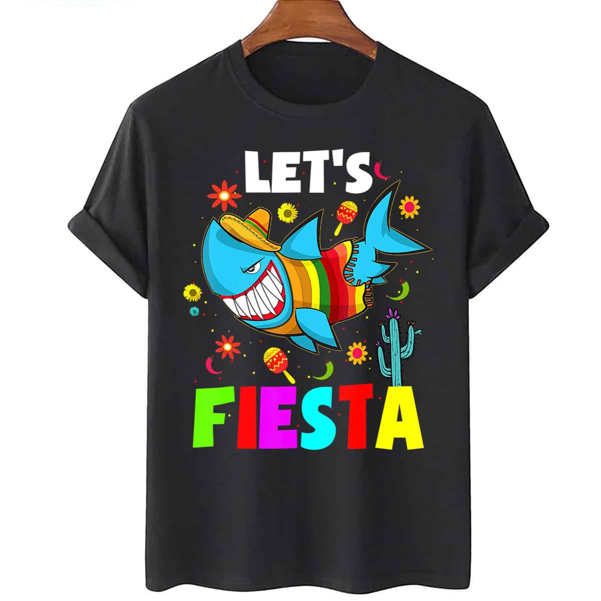 De Cool Poncho Lets Party Mayo Cinco Shark Fiesta Mexican Shirt